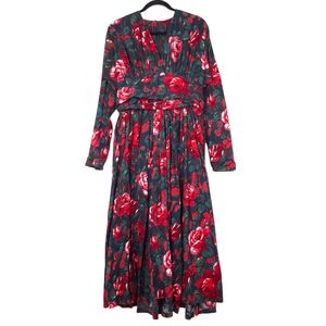 Droopy & Browns Angela Holmes vintage floral maxi dress long sleeve British 80s